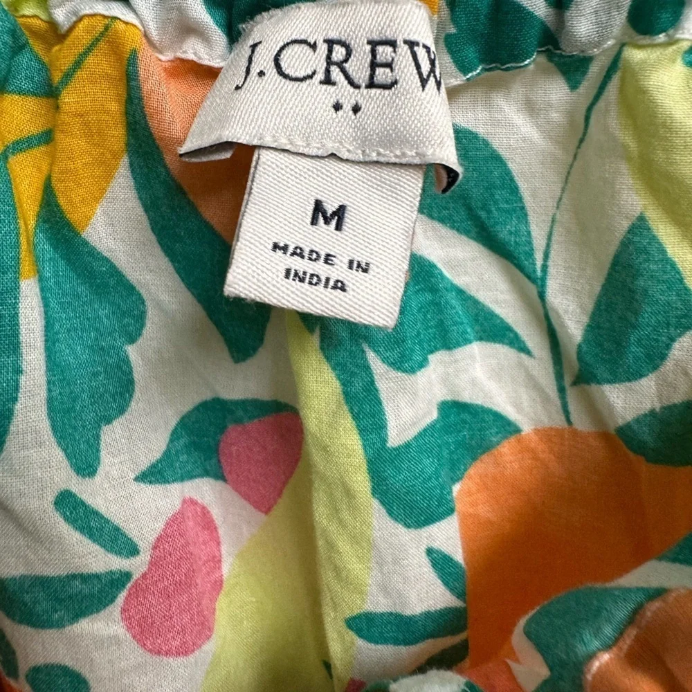 J.Crew Re-Imagined Citrus Print Mini Dress M 100% Cotton Rope Tie Summer